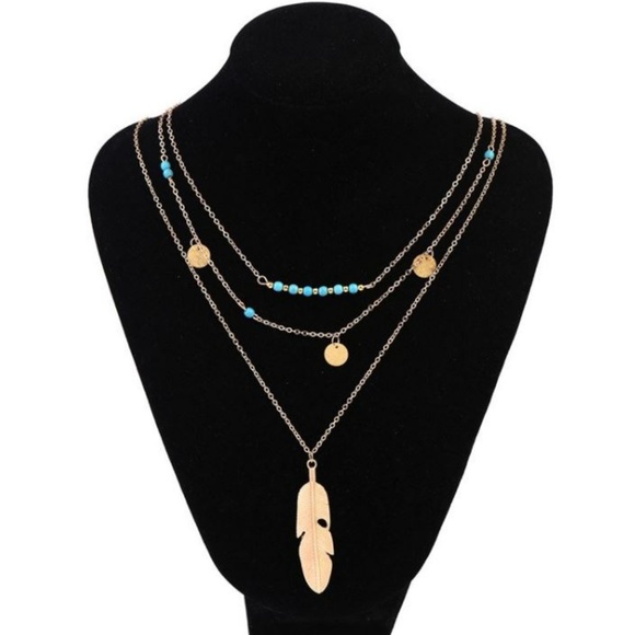 4 for $20 Multi-layered Feather Boho Necklace - Picture 4 of 6